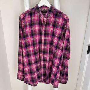 SAND Copenhagen Men’s Plaid Long Sleeve Dress Shirt Pink Sz XL